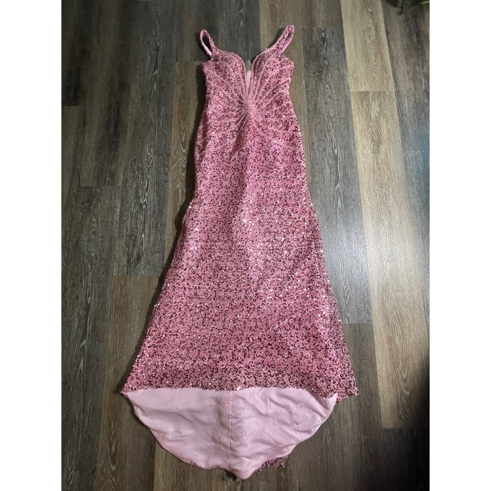 Unbranded Sequin Gown Women Small Pink Mermaid High Low Formal Dress 4016